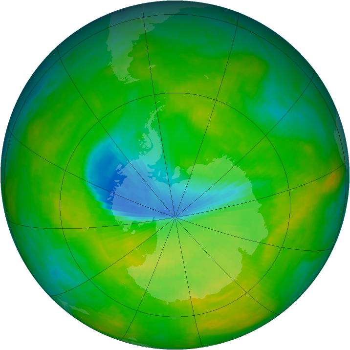 Antarctic ozone map for 05 December 1984